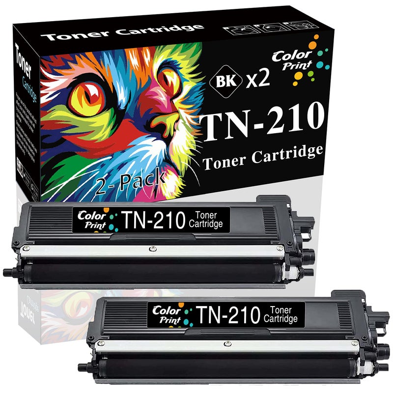 ColorPrint 2-Pack ColorPrint Compatible TN210 Toner Cartridge Replacement for TN-210 TN-210BK TN210BK Work with HL-3075CW HL-3070CW HL-3040CN HL-3045CN MFC-9325CW MFC-9320CW MFC-9120CN Printer (Black) - Image 1